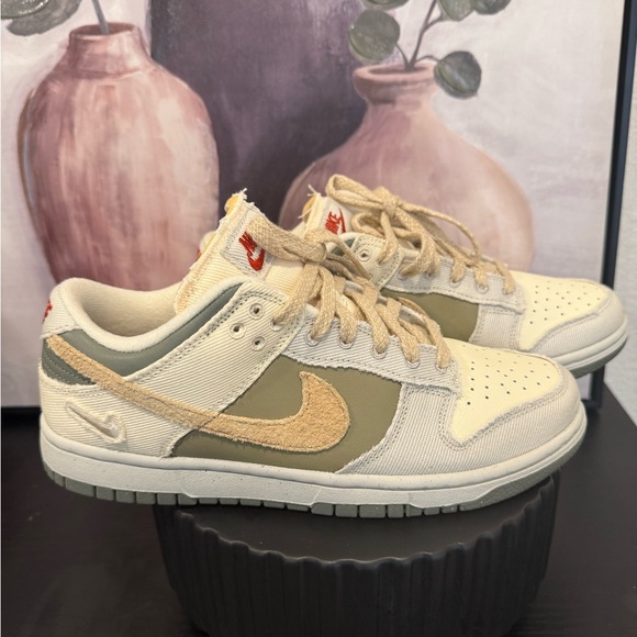 Nike Shoes - Nike Dunk Cream and Olive Low-Top Sneakers